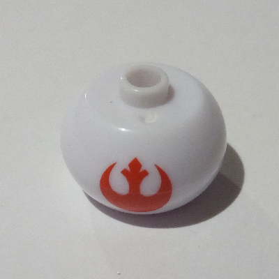 Visuel indicatif Rebrickable de Perle de stylo, orbe rond avec motif imprimé symbole rebelle Star Wars (Pen Bead, Round Orb with Star Wars Rebel Symbol Print)
