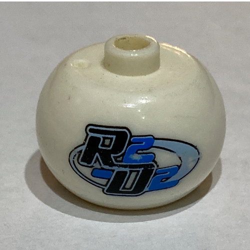 Visuel indicatif Rebrickable de Perle pour stylo, sphérique, inscription 'R2-D2' (Pen Bead, Round Orb with 'R2-D2' Print)