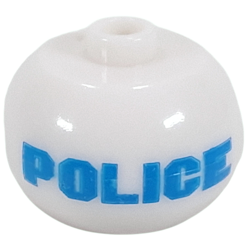 Visuel indicatif Rebrickable de Perle pour stylo, sphérique avec motif bleu clair 'POLICE' (Pen Bead, Round Orb with Light Blue 'POLICE' Print)