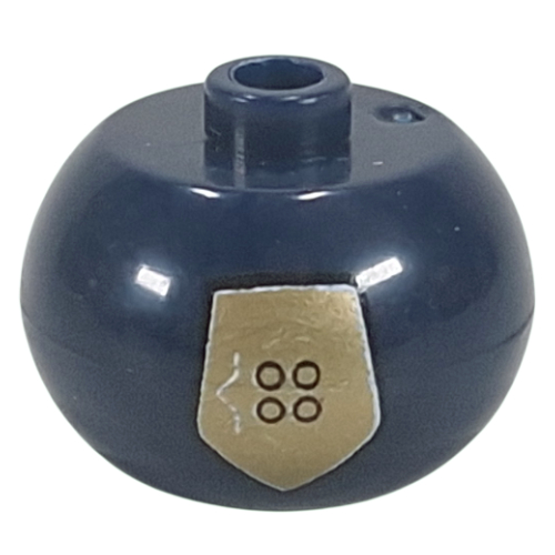 Visuel indicatif Rebrickable de Perle de stylo, orbe rond avec insigne de police en or imprimé (Pen Bead, Round Orb with Gold Police Badge Print)