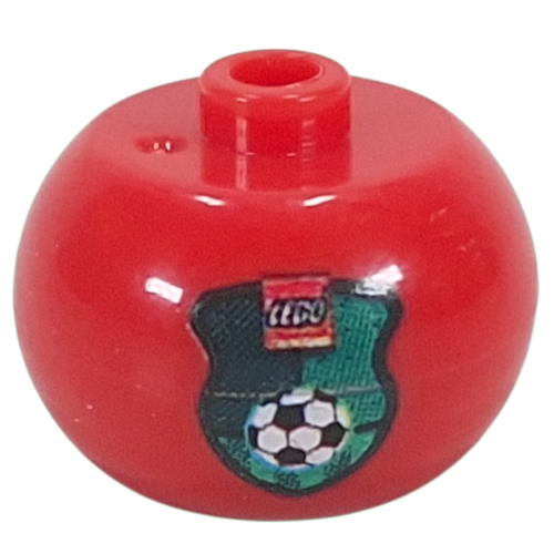 Visuel indicatif Rebrickable de Perle pour stylo, sphérique avec bouclier vert, ballon de football, logo LEGO imprimé (Pen Bead, Round Orb with Green Shield, Soccer Ball, LEGO Logo Print)