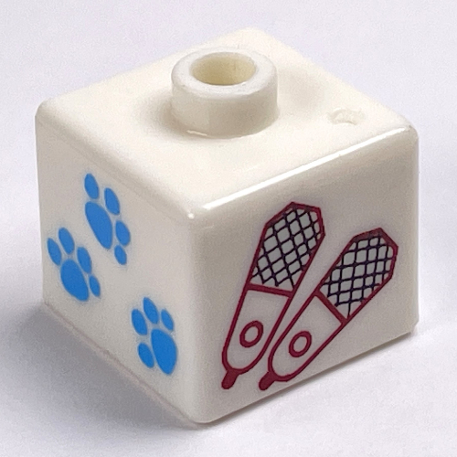 Visuel indicatif Rebrickable de Perle pour stylo, carrée avec motif patte et raquettes à neige motif (Pen Bead, Square with Paw Print and Snowshoes Print)