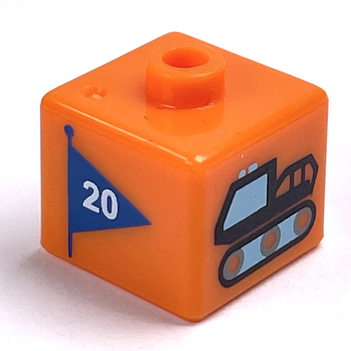 Perle pour stylo, carrée avec camion à neige suivi et drapeau imprimé (Pen Bead, Square with Tracked Snow Truck and Flag Print)