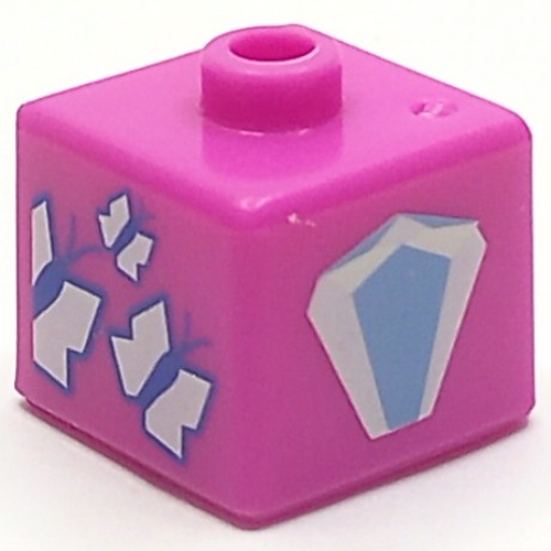 Visuel indicatif Rebrickable de Perle pour stylo, carrée avec des papillons, motif diamant (Pen Bead, Square with Butterflies, Diamond Print)
