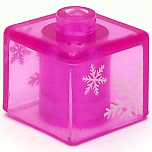 Visuel indicatif Rebrickable de Perle de stylo, carré avec motif imprimé flocons de neige (Pen Bead, Square with Snowflakes Print)