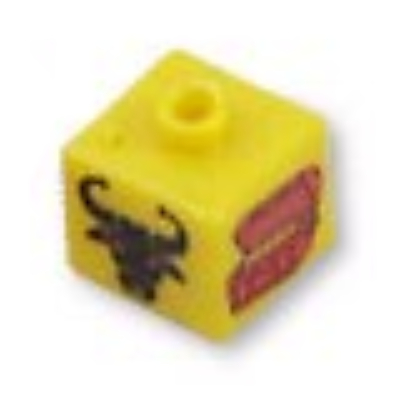Visuel indicatif Rebrickable de Perle de stylo, carré avec coffre au trésor, motif imprimé tête de taureau (Pen Bead, Square with Treasure Chest, Bull Head Print)