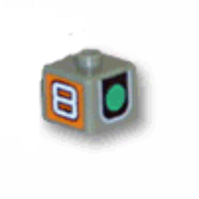 Visuel indicatif Rebrickable de Perle de stylo, carré avec motif imprimé feu de circulation vert (Pen Bead, Square with Green Traffic Light Print)