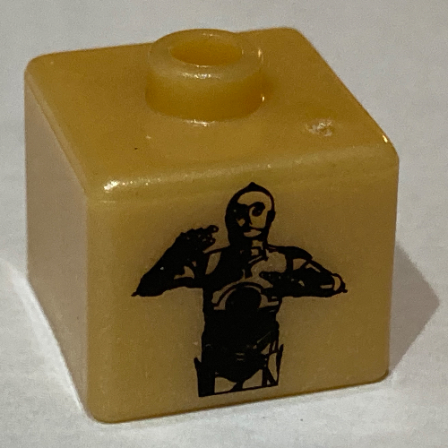 Visuel indicatif Rebrickable de Perle de stylo, carré avec C-3PO, motif imprimé de gousse d'échappement (Pen Bead, Square with C-3PO, Escape Pod Print)