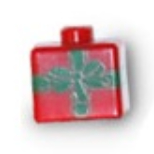 Visuel indicatif Rebrickable de Perle pour stylo, carrée avec ruban vert et arc (cadeau) motif (Pen Bead, Square with Green Ribbon and Bow (Gift) Print)