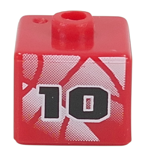 Visuel indicatif Rebrickable de Perle pour stylo, carrée avec jersey, formes blanches, motif noir '10' (Pen Bead, Square with Jersey, White Shapes, Black '10' Print)