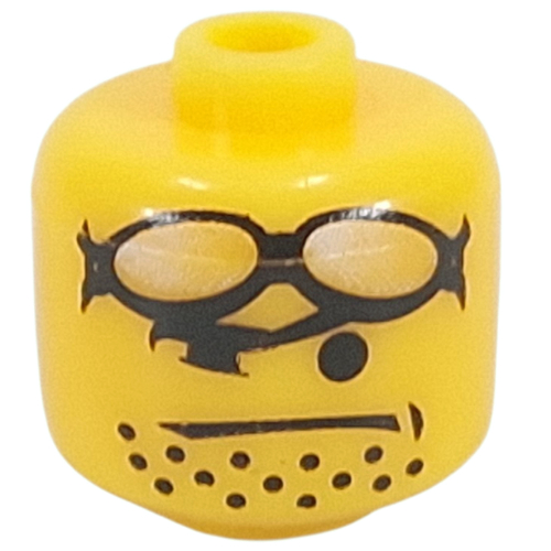 Visuel indicatif Rebrickable de Perle pour stylo, grand cylindre à bords arrondis avec tête de figurine avec des lunettes noires, motif barbe naissante (Pen Bead, Round Large, Curved Edges / Cylinder with Minifig Head with Black Glasses, Stubbles Print)