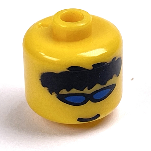 Visuel indicatif Rebrickable de Perle pour stylo, grand cylindre à bords arrondis avec tête de figurine avec lunettes de soleil, motif cheveux noirs (Pen Bead, Round Large, Curved Edges / Cylinder with Minifig Head with Sunglasses, Black Hair Print)