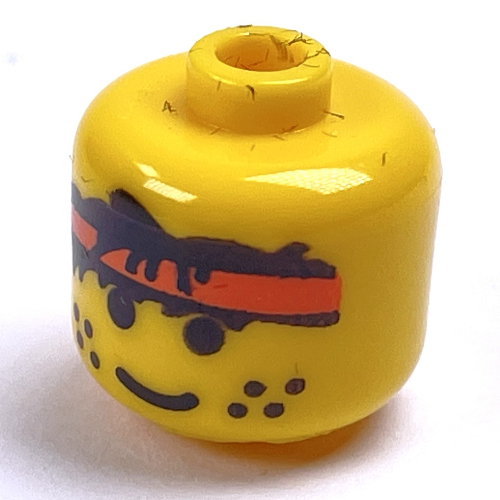 Visuel indicatif Rebrickable de Perle pour stylo, grand cylindre à bords arrondis avec tête de figurine avec motif bandana rouge (Pen Bead, Round Large, Curved Edges / Cylinder with Minifig Head with Red Bandana Print)