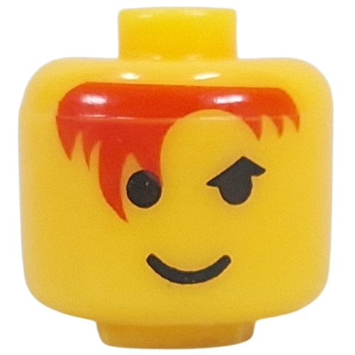 Visuel indicatif Rebrickable de Perle pour stylo, grand cylindre à bords arrondis avec tête de figurine avec motif cheveux roux (Pen Bead, Round Large, Curved Edges / Cylinder with Minifig Head with Red Hair Print)