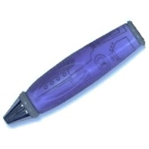 Visuel indicatif Rebrickable de Corps de stylo avec pointe chromée et extrémités gris clair, motif : lignes mécaniques noires (Pen Body, with Chrome Tip, Light Gray Ends, Black Mechanical Lines Print)