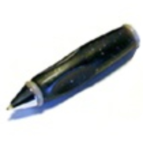 Visuel indicatif Rebrickable de Corps de stylo avec pointe chromée et extrémités gris clair, motif : points et étoiles blancs (Pen Body, with Chrome Tip, Light Gray Ends, White Dots / Stars Print)