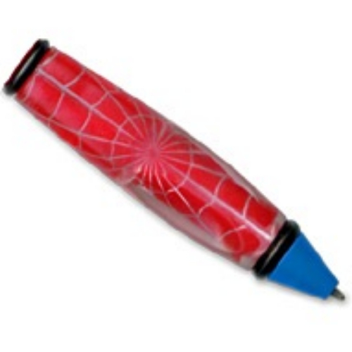 Visuel indicatif Rebrickable de Corps de stylo avec pointe bleue et extrémités noires, motif : toile d’araignée argentée (Pen Body, with Blue Tip, Black Ends, Silver Spider Web Print)