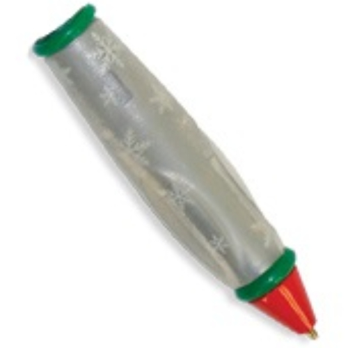 Visuel indicatif Rebrickable de Corps de stylo avec pointe rouge et extrémités vertes, motif : flocons de neige (Pen Body, with Red Tip, Green Ends, Snowflakes Print)