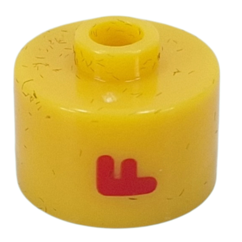 Perle pour stylo, cylindre long à bord plat, inscription 'F' en rouge (Pen Bead, Round Long, Flat Edge with Red 'F' Print)