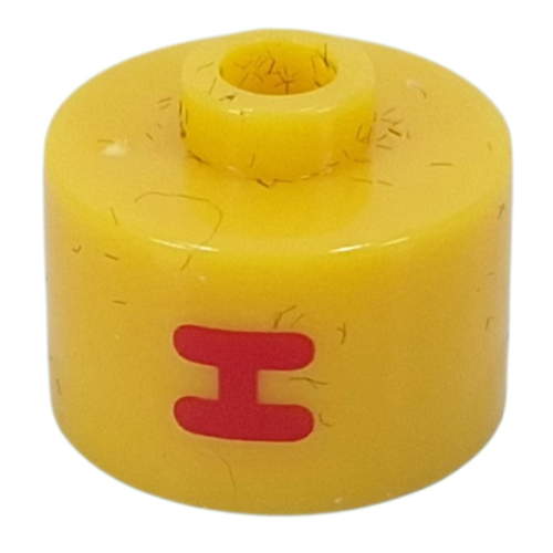 Visuel indicatif Rebrickable de Perle pour stylo, cylindre long à bord plat, inscription 'H' en rouge (Pen Bead, Round Long, Flat Edge with Red 'H' Print)