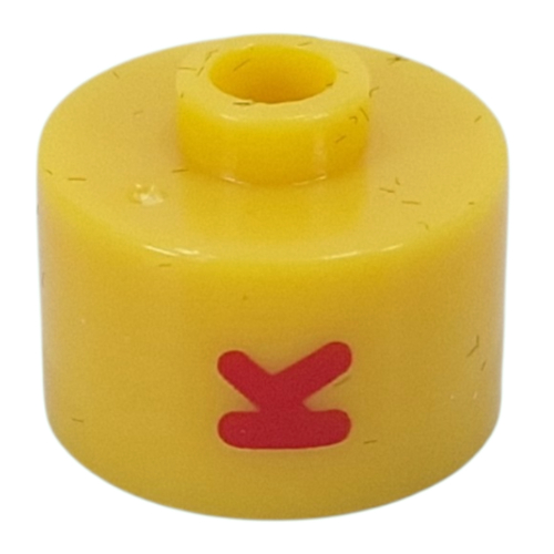 Visuel indicatif Rebrickable de Perle pour stylo, cylindre long à bord plat, inscription 'K' en rouge (Pen Bead, Round Long, Flat Edge with Red 'K' Print)