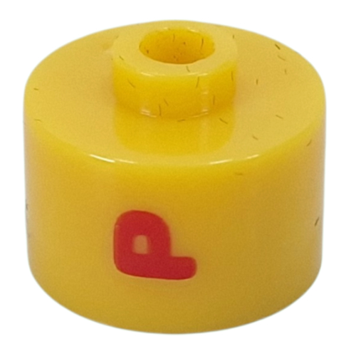 Visuel indicatif Rebrickable de Perle pour stylo, cylindre long à bord plat, inscription 'P' en rouge (Pen Bead, Round Long, Flat Edge with Red 'P' Print)