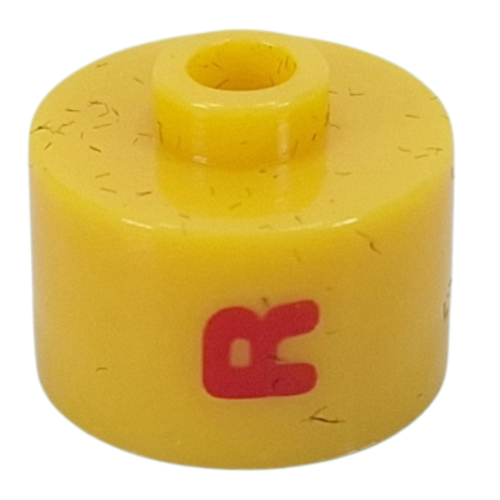 Visuel indicatif Rebrickable de Perle pour stylo, cylindre long à bord plat, inscription 'R' en rouge (Pen Bead, Round Long, Flat Edge with Red 'R' Print)