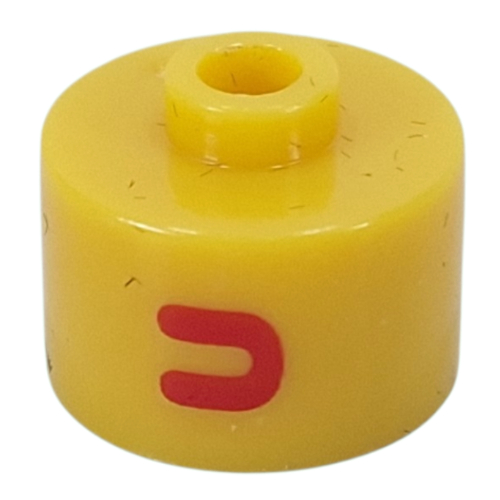 Visuel indicatif Rebrickable de Perle pour stylo, cylindre long à bord plat, inscription 'U' en rouge (Pen Bead, Round Long, Flat Edge with Red 'U' Print)