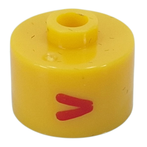 Visuel indicatif Rebrickable de Perle pour stylo, cylindre long à bord plat, inscription 'V' en rouge (Pen Bead, Round Long, Flat Edge with Red 'V' Print)