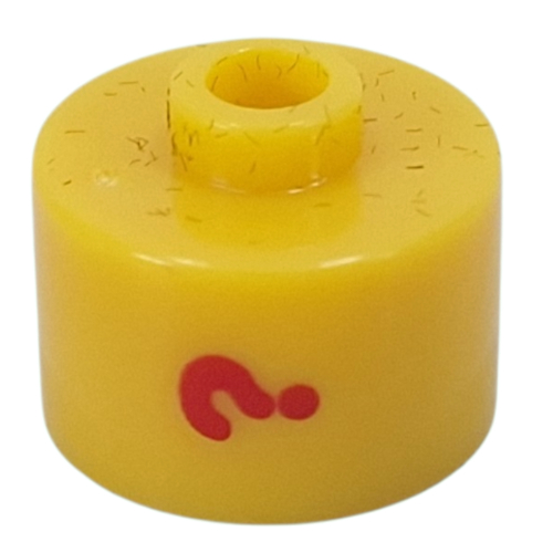 Visuel indicatif Rebrickable de Perle pour stylo, cylindre long à bord plat, inscription '?' en rouge (Pen Bead, Round Long, Flat Edge with Red '?' Print)