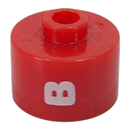 Visuel indicatif Rebrickable de Stylo perle, rond long, bord plat avec motif imprimé blanc 'B' (Pen Bead, Round Long, Flat Edge with White 'B' Print)