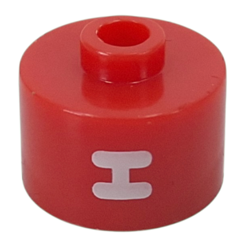 Visuel indicatif Rebrickable de Perle pour stylo, cylindre long à bord plat, inscription 'H' en blanc (Pen Bead, Round Long, Flat Edge with White 'H' Print)