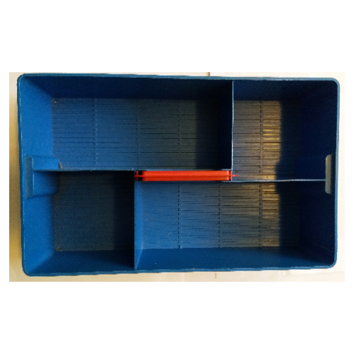 Poubelle de rangement, Poignée rétractable sur le dessus, côtés courts renforcés, tenons en bas - LEGO Logo motif imprimé (Storage Bin, Retractable Handle on Top, Reinforced Short Sides, Studs on Bottom - LEGO Logo Print)