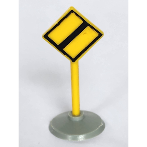 Visuel indicatif Rebrickable de Signe de route vieux diamant avec bord noir et blanc Fin de motif imprimé route majeure et Type 1 Base (Road Sign Old Diamond with Black & White Border End of Major Road Print & Type 1 Base)