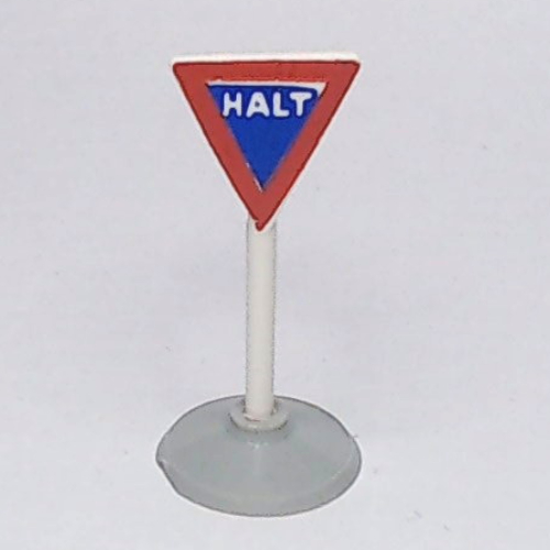 Visuel indicatif Rebrickable de Panneau routier ancien triangle inversé avec motif imprimé stop & type 1 base (Road Sign Old Triangle Inverted with Halt Print & Type 1 Base)