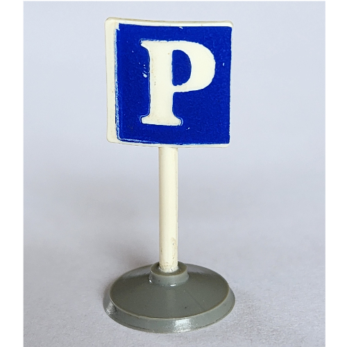 Visuel indicatif Rebrickable de Panneau routier vieux carré avec parking 'P' motif imprimé & type 1 base (Road Sign Old Square with Parking 'P' Print & Type 1 Base)