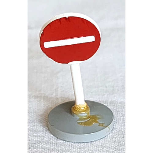 Visuel indicatif Rebrickable de Panneau de signalisation Vieux rond sans entrée motif imprimé & Type 2 Base (Road Sign Old Round with No Entry Print & Type 2 Base)