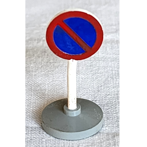 Visuel indicatif Rebrickable de Panneau de signalisation Vieux rond avec aucun stationnement Motif imprimé bleu & Type 2 Base (Road Sign Old Round with No Parking Blue Print & Type 2 Base)