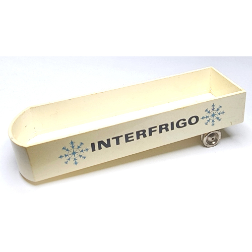 Visuel indicatif Rebrickable de Remorque réfrigérée HO Scale Mercedes, essieu simple, motif imprimé 'Interfrigo' et flocons de neige bleus (HO Scale Mercedes Refrigerated Trailer, Single Axle, 'Interfrigo' and Blue Snowflakes Print)