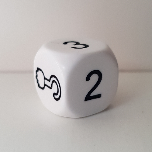Visuel indicatif Rebrickable de Die 6 face avec les numéros 1 à 5 et crochet à la main (Die 6 Sided with Numbers 1 to 5 and Hook Hand)