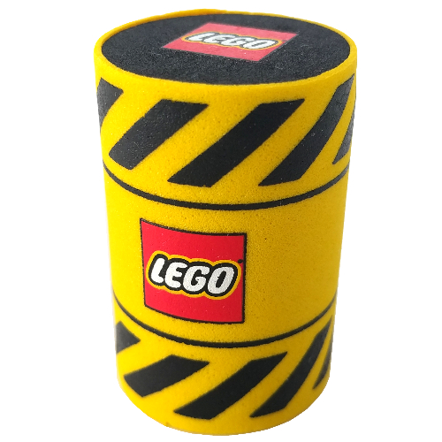 Visuel indicatif Rebrickable de Baril avec bandes d'avertissement noires et logo LEGO (Barrel with Black Warning Stripes and Lego Logo)