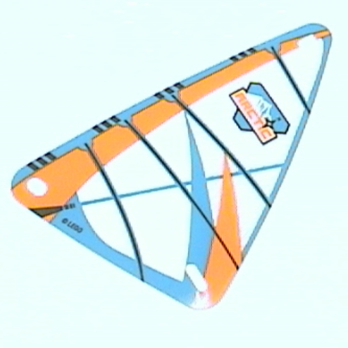 Visuel indicatif Rebrickable de Voile, Planche à voile, 9 x 15 Triangle, avec motif imprimé Arctique orange et bleu (Sail, Windsurfer, 9 x 15 Triangle, with Orange and Blue Arctic Print)