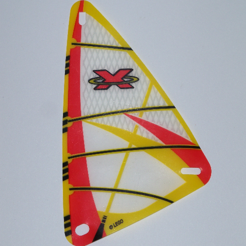Visuel indicatif Rebrickable de Voile, planche à voile, 9 x 15 triangle, avec logo de l'équipe extrême motif imprimé (Sail, Windsurfer, 9 x 15 Triangle, with Extreme Team Logo Print)