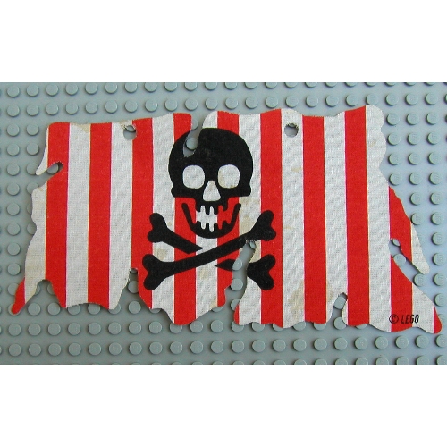 Visuel indicatif Rebrickable de Voile, en lambeaux, avec des rayures rouges, crâne et os croisés motif imprimé (Sail, Tattered, with Red Stripes, Skull and Crossbones Print)