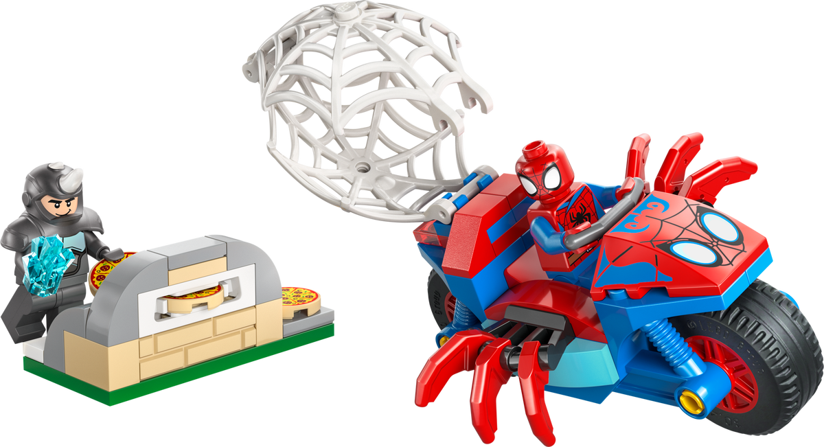 Spidey sur sa moto vs. rhinocéros (Spidey on his Motorcycle vs. Rhino)
