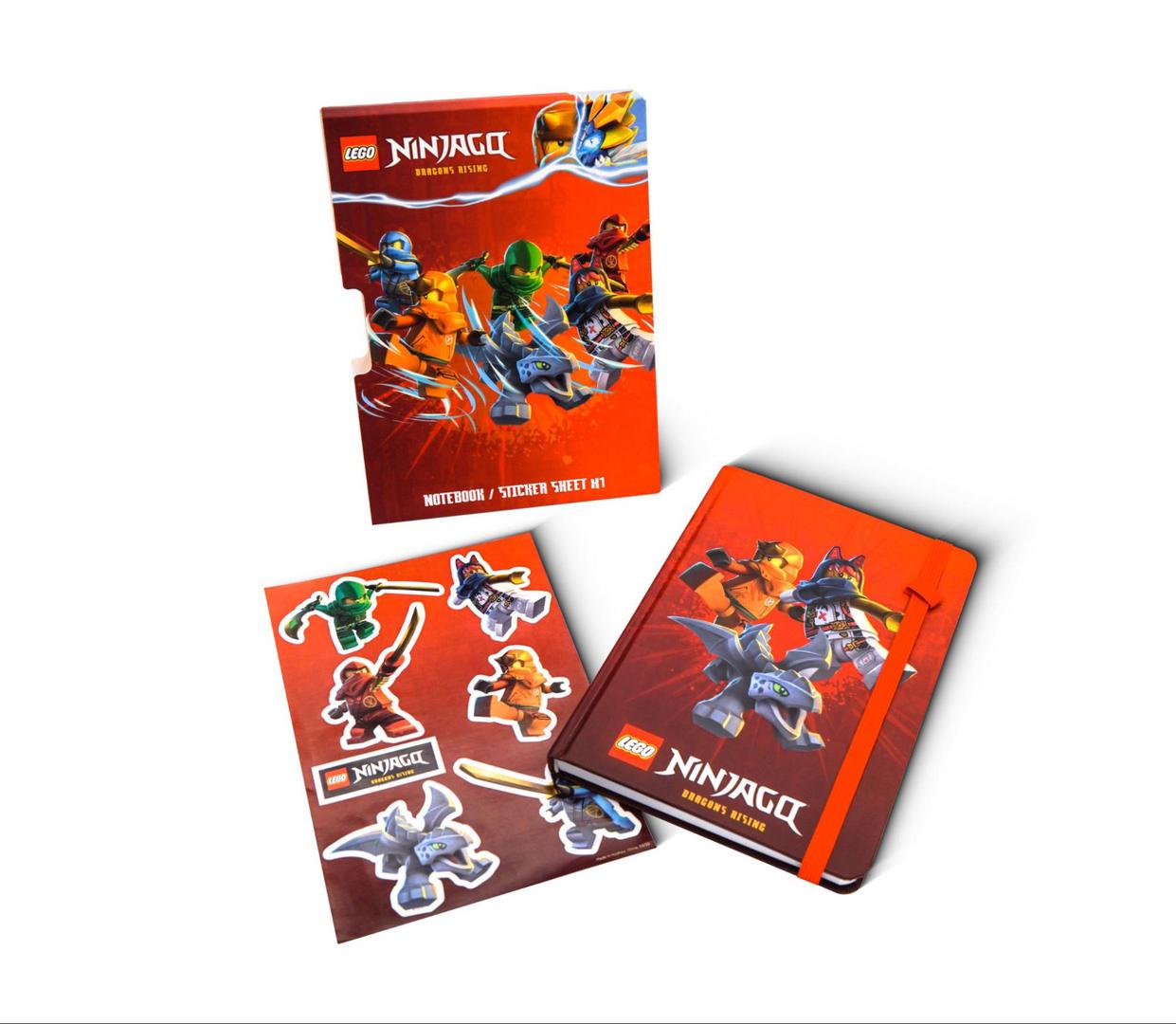 Ninjago dragons rise autocollant feuille et cahier (Ninjago Dragons Rising Sticker Sheet and Notebook)