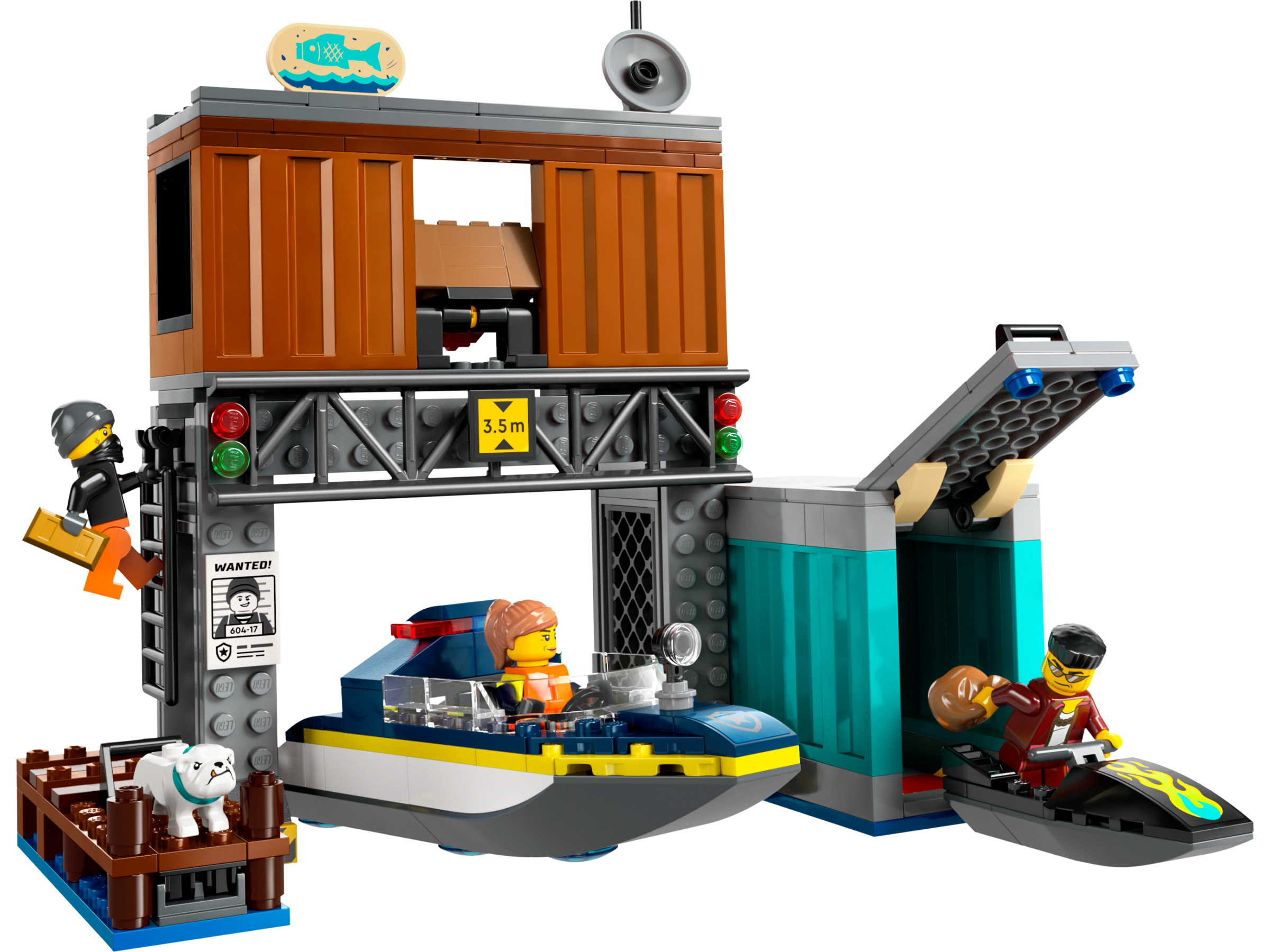 Hors-bord de police et cachette d'escrocs (Police Speedboat and Crooks' Hideout)
