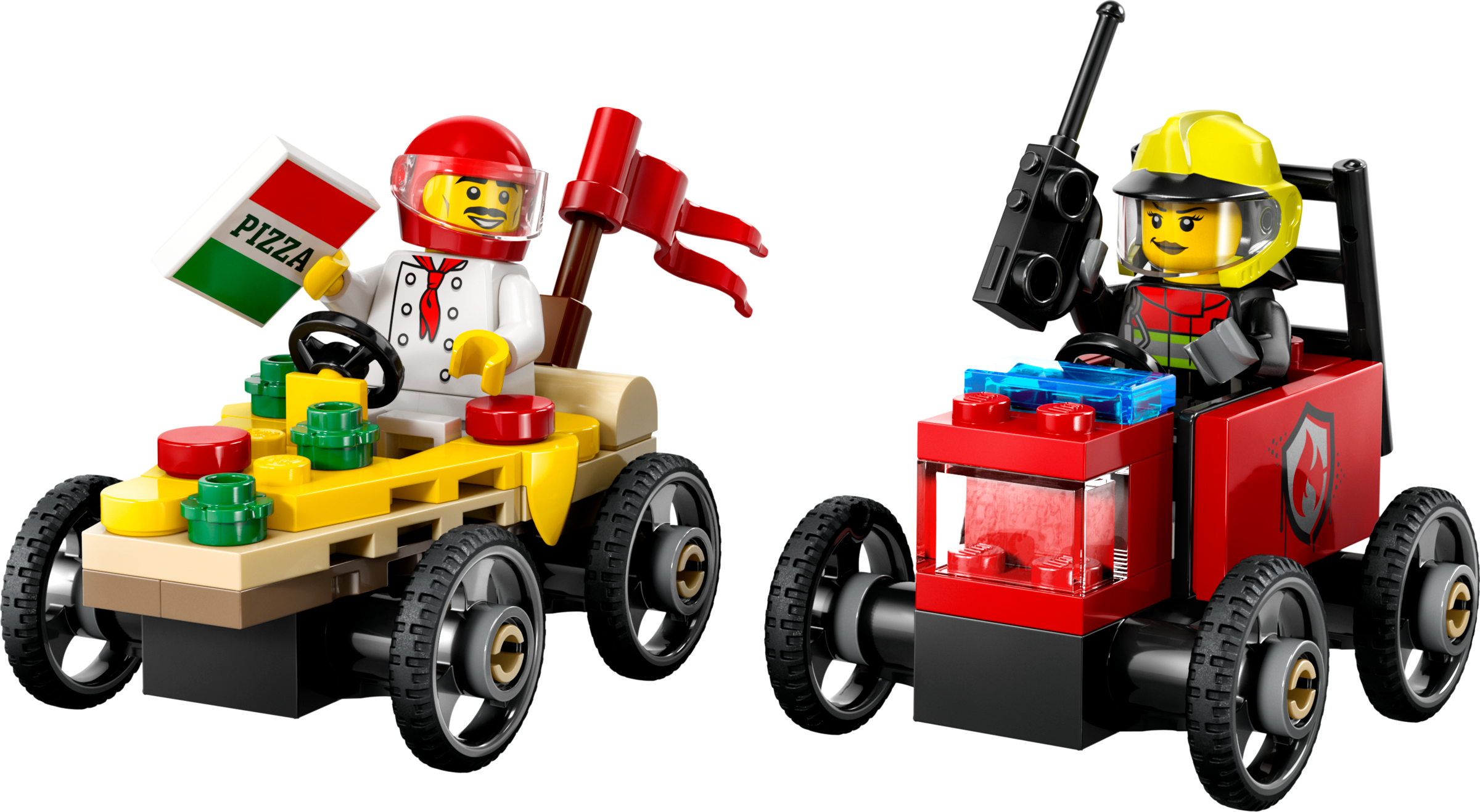Pizza vs. Fire Truck Race Car Pack