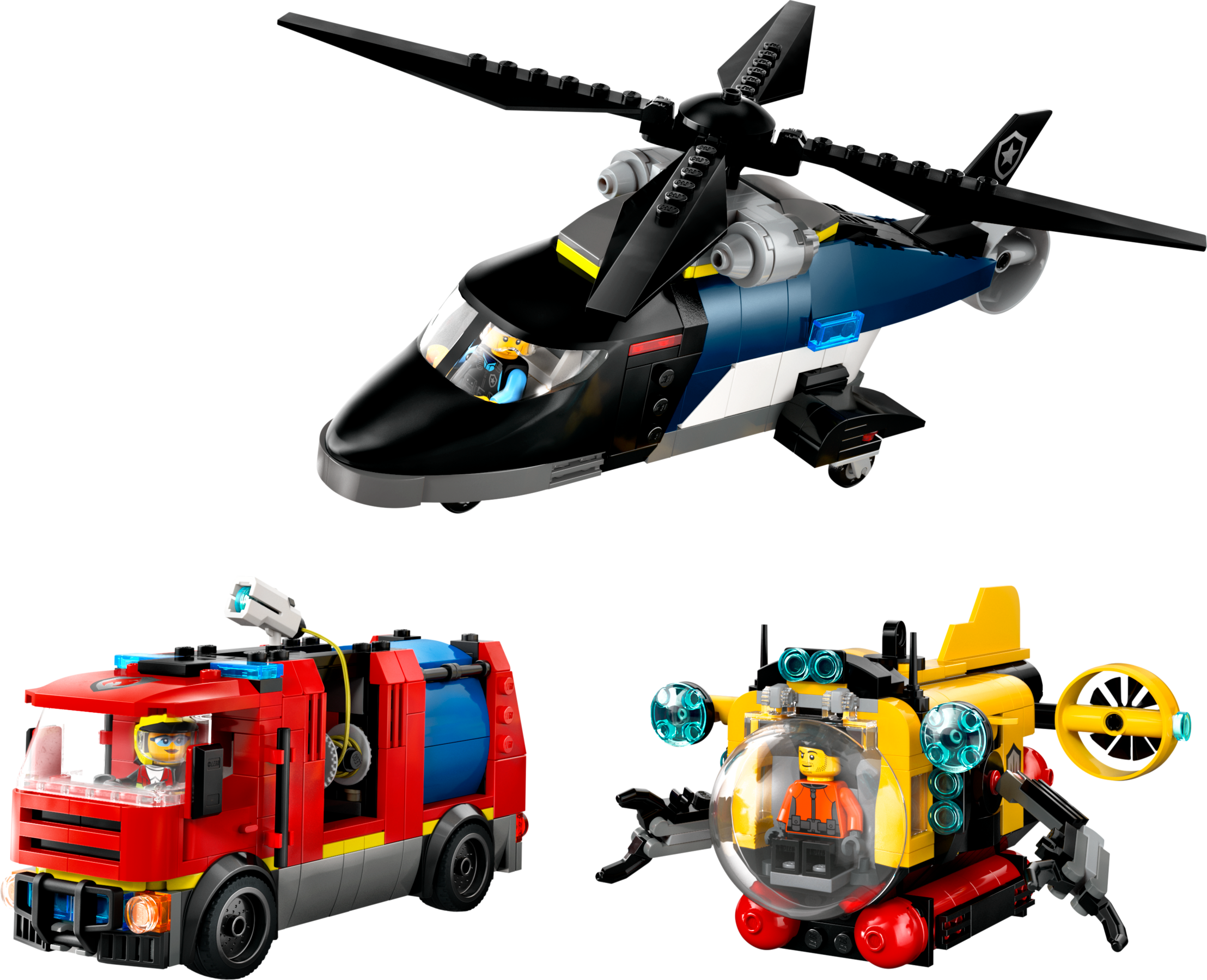 Hélicoptère, camion de pompier & sous-marin remix (Helicopter, Fire Truck & Submarine Remix)