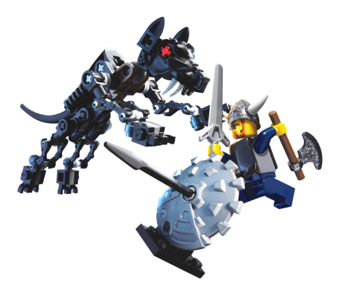 Le guerrier viking défie le loup Fenris (Viking Warrior challenges the Fenris Wolf)